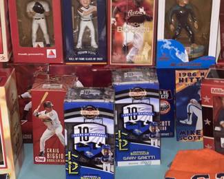 Close up of the bobble heads - all but one in their original boxes