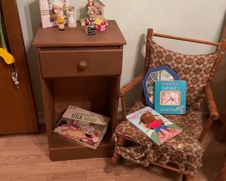 Kiddy rocker and small night stand. A little TLC and they'd be the perfect pair in any kids room!