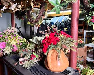 Vases with flower arrangements