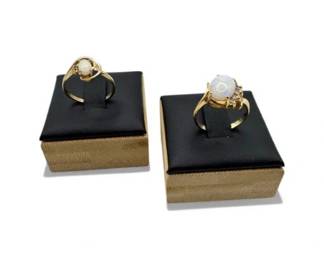 73 Setof2OpalDiamondRings10K14KGold412gTotal