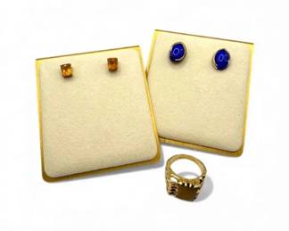 86 14KEarrings18KTHGERingwAmberToneStones