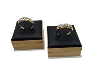 75 Pairof10K14KGoldDiamondBandswHeartScrollDetail326g