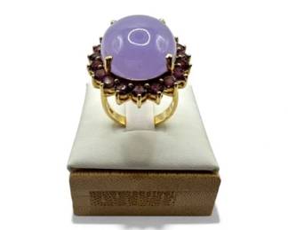78 LavenderJadeAmethystHaloRing14KGoldApprox137g