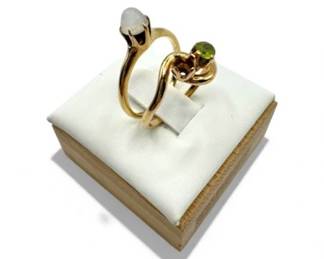 87 Setof210K14KGoldRingswGreenMilkyStonesTotal409g