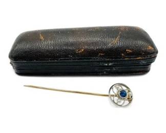 2 14KGoldStickPinwSapphireSeedPearls204g