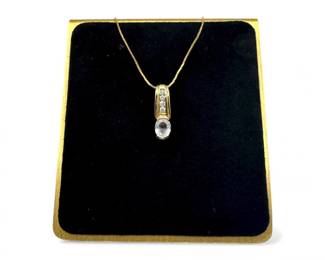 54 14KGoldNecklacewLargeSemiPreciousSmallDiamondStones396g
