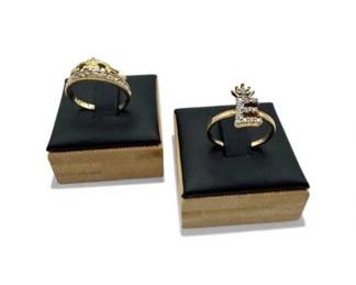 76 14K10KGoldRingsSetCrownOrnateBandwClearStones483g