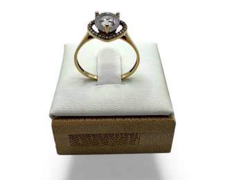 53 10KGoldCZSolitaireHeartHaloRingSize8225g