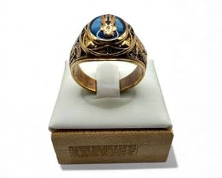 69 10KGoldBalfourClassRingwBlueTopazStoneSize1012g