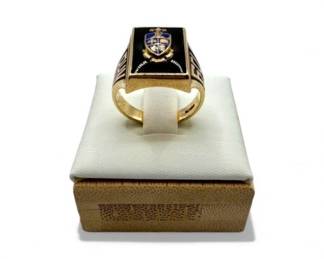 64 14KGoldClassRingwEnamelCrestInitialsMMG723g