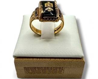 39 10KGold1962ClassRingbyHerdJonesBlackOnyxCrest566g