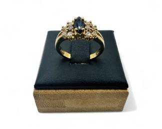 28 14KGoldSapphireDiamondClusterRing14gSizetoFollow