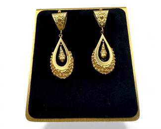 45 14KGoldDropEarringsTexturedTeardropDesign854g