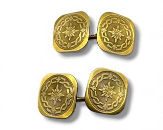 48 14KGoldEngravedCufflinksStarburstDesign757g