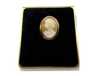 40 14KGoldShellCameoBroochbyAMCO1OvalPortraitPin