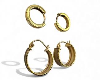 77 2GoldHoopEarrings14K10KTexturedSmoothStyles357g