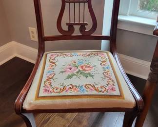 Mid-Century Needlepoint Harp Chair