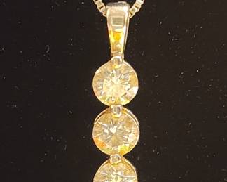 1 Carat total Diamond Pendant in 18k White Gold and Gold Box Chain Necklace