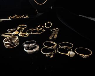 14k Gold Earrings and Rings