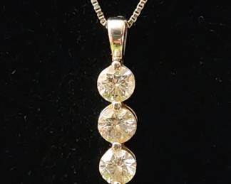1 Carat total Diamond Pendant in 18k White Gold and Gold Box Chain Necklace