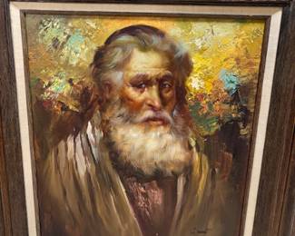 W Dawson Rabbi Oil Painting