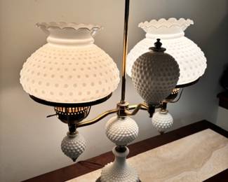Vintage Milk Glass Student Lamp