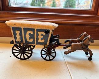 Cast Iron Horse Drawn Ice Wagon