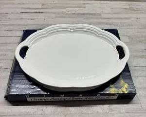 White Ceramic Serving Platter with Handles 18β Oval Himark Essex Collection