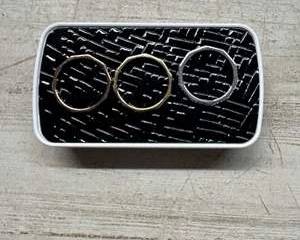 Coach Tri-Tone Faceted Stacking Rings Set β Rose Gold, Silver & Gold Tone Bands