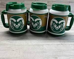 Set of 3 Colorado State Rams Travel Mugs β Green & Gold Insulated Tailgate Cups