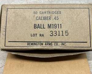 Lot of .45 Caliber Ammunition one full boxes and one half box Ball M1911