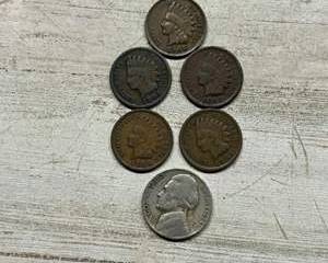 1895β1906 Indian Head Cent Lot (6 Coins) + 1946 Jefferson Nickel β Early U.S. Copper