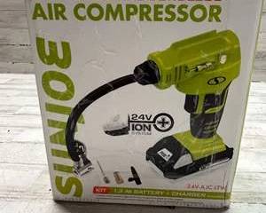 Sun Joe 24V MAX Cordless Digital Air Compressor Kit β Battery & Charger Included β Portable Inflator