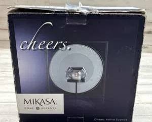 Mikasa Home Accents Cheers Votive Sconce Glass Wall Candle Holder NIB