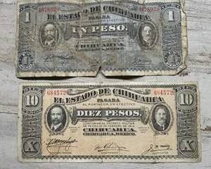 1915 El Estado de Chihuahua 1 & 10 Pesos Mexican Revolution Notes β Pancho Villa Era Currency