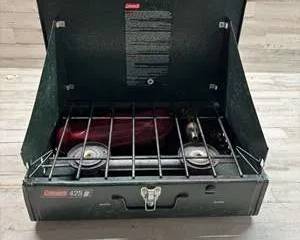 Coleman 425 Vintage Two Burner Camp Stove Green Liquid Fuel Camping Stove Outdoor Cook