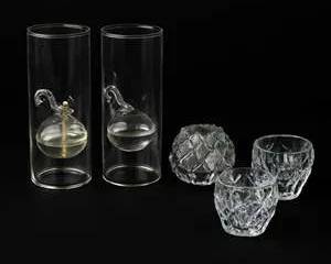 Lot of 5 Glass Candle Holders & Oil Lamps β Clear Vintage Mix Set