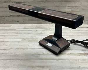 Vintage 1970s Fluorescent Desk Lamp β Woodgrain Finish, Dual Tube, Retro Office Light