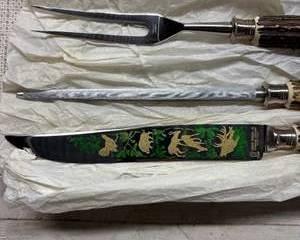 Anton Wingen Jr. Solingen Germany 3-Piece Carving Set β Othello Rostfrei Stag Handles