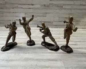 Set of 4 Shihwan Master Ceramic Figurines β Shaolin Kung Fu Martial Artists β Unglazed Clay Sculpture