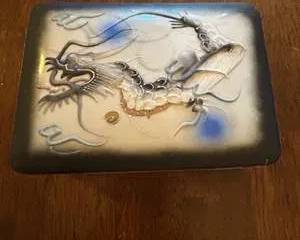 Vintage Japanese Moriage Dragon Porcelain Box β Hand Painted Raised Enamel Design