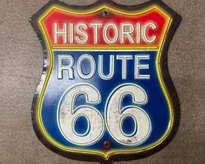 Historic Route 66 Metal Sign β Vintage Style Repro Embossed Wall Decor USA Shield