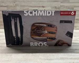 Schmidt Bros 6-Piece BBQ Knife Set with Case β Stainless Steel Chef & Carving Knives