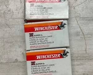 Vintage Winchester Super-X 12 Gauge 4 Buckshot Boxes β Lot of 3 β Classic Red & White Design