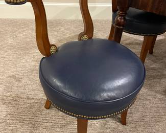 4 Navy leather chairs with game table
