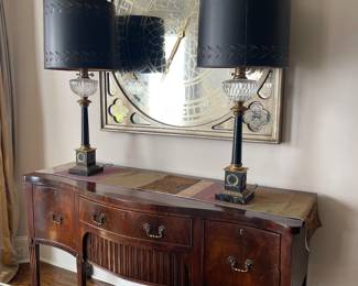 Buffet:sideboard 66" wide and mirrored artwork 48" square