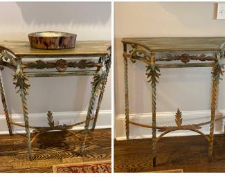 matching pair of iron tables 39.5” wide