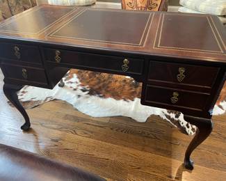 leather top writing desk, 49” by 24”