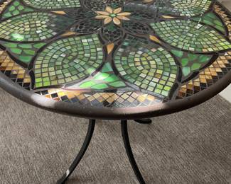 Mosaic top patio table, bistro sized