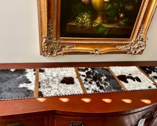 animal hide table runner, 5’3”
